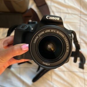 Canon Black DSLR with Zoom Lens